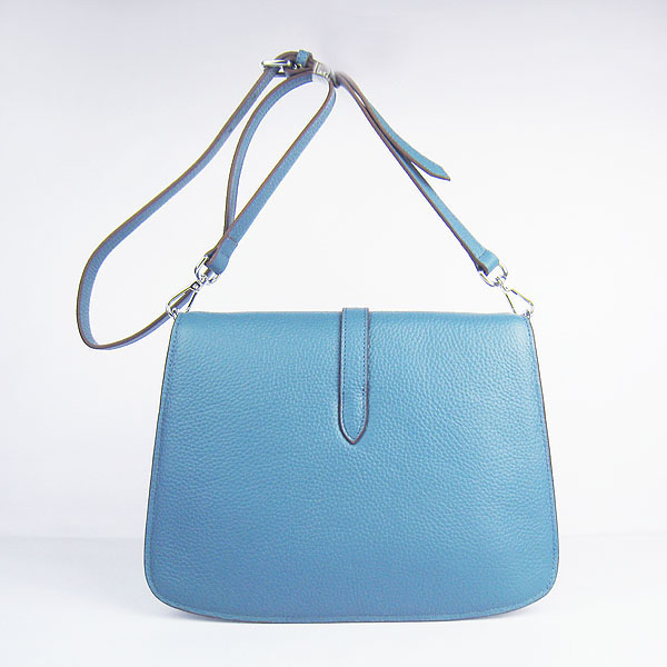 Fake Hermes Togo Leather Messenger Bag Blue 8079 - Click Image to Close